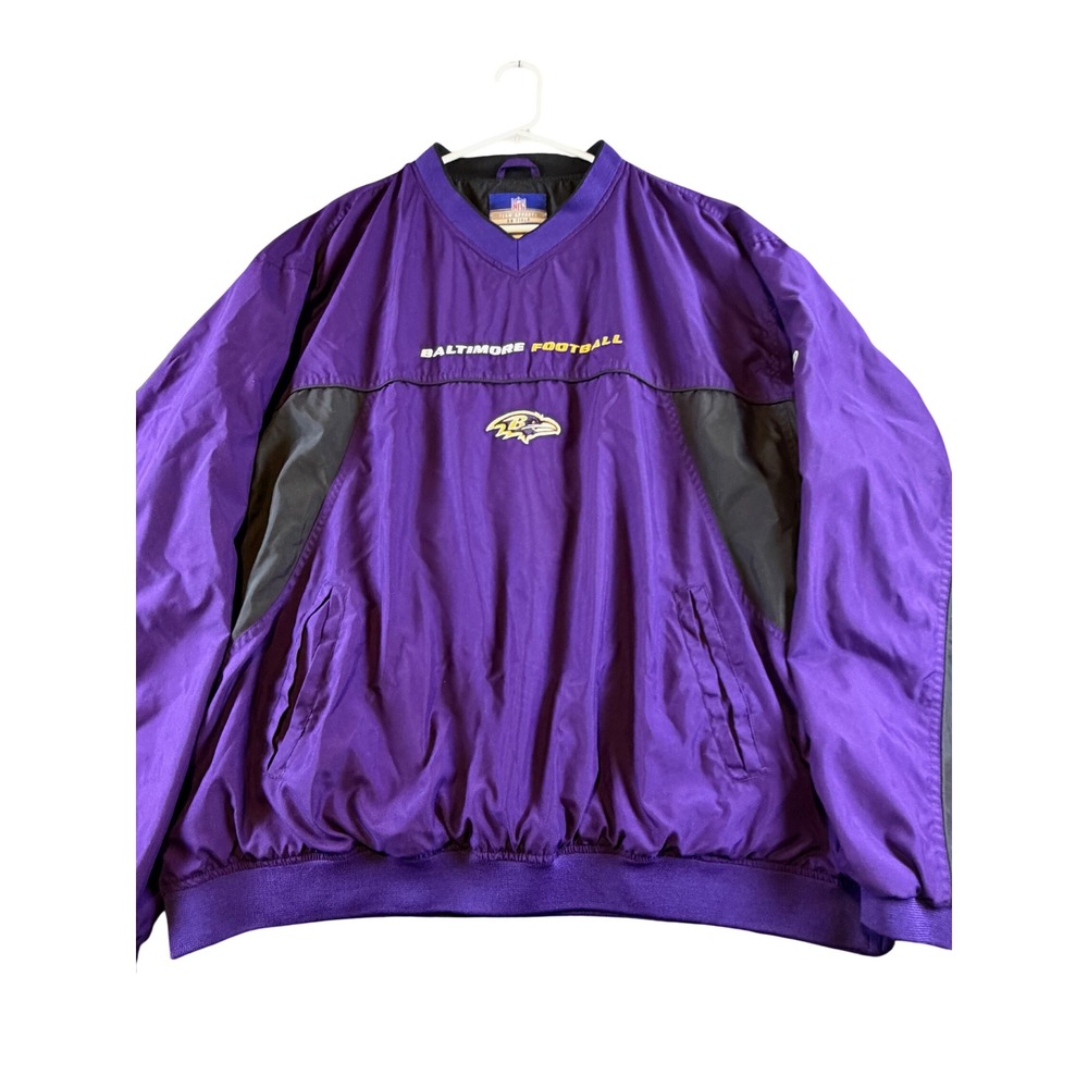 Reebok Baltimore Ravens NFL On Field Windbreaker Purple Pullover Mens 2XL